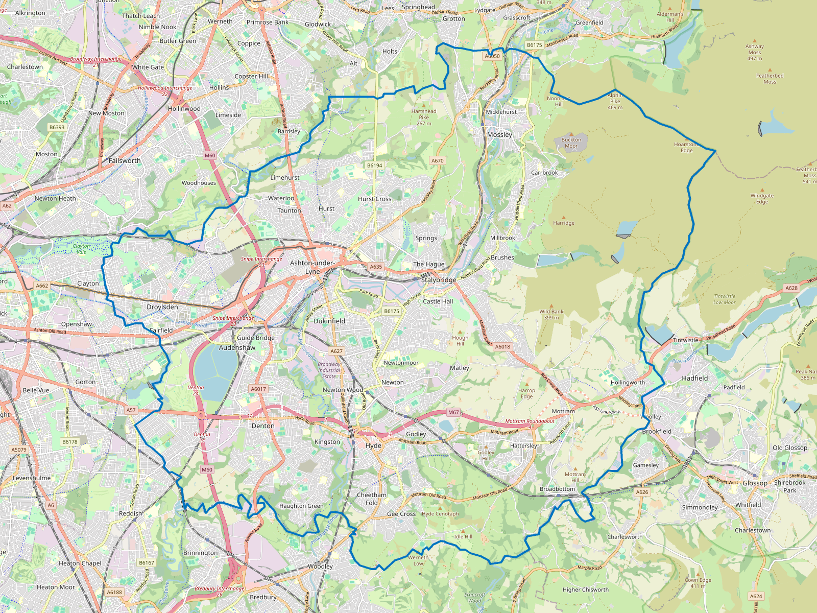Map of Tameside