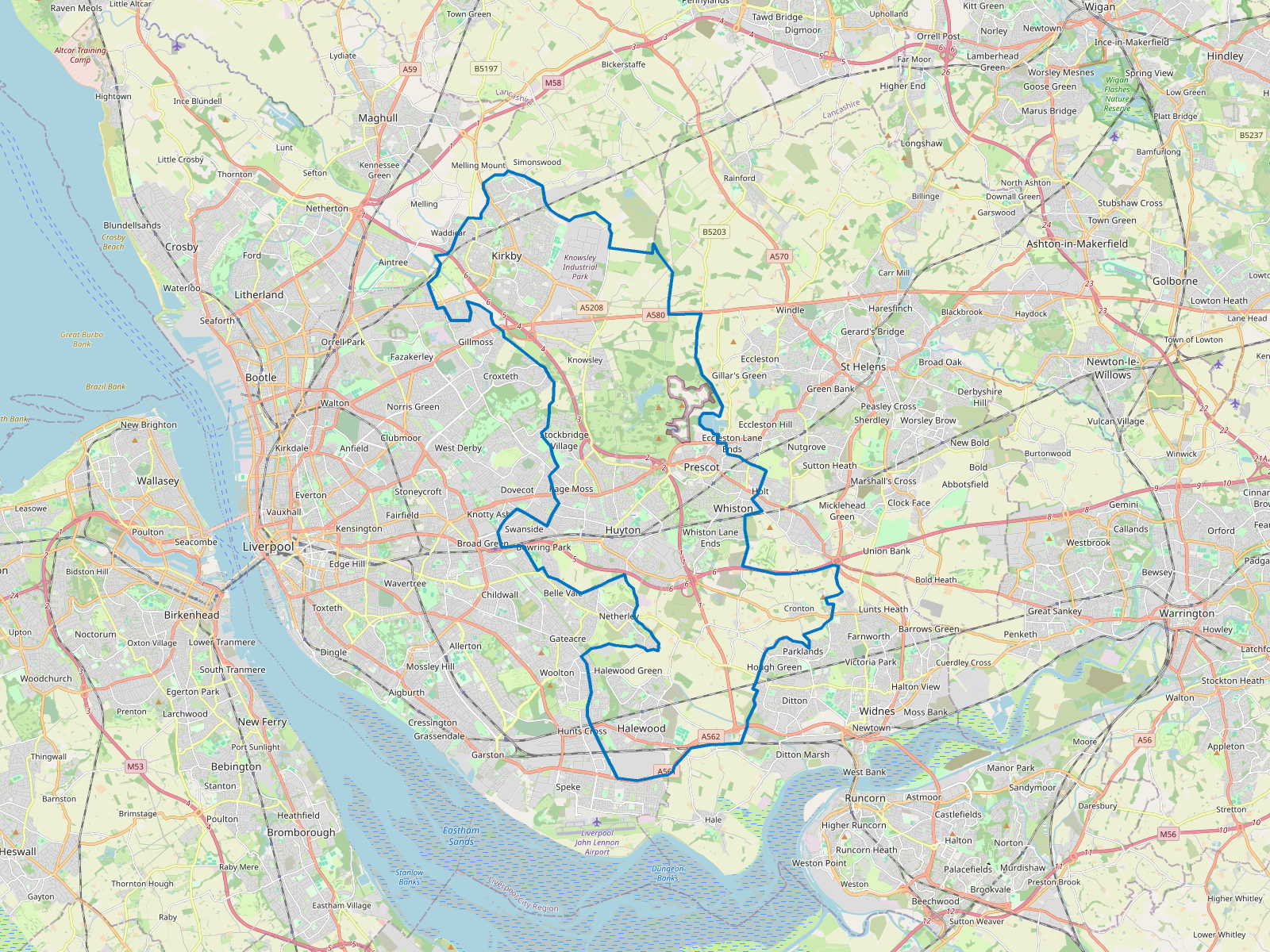 Map of Knowsley
