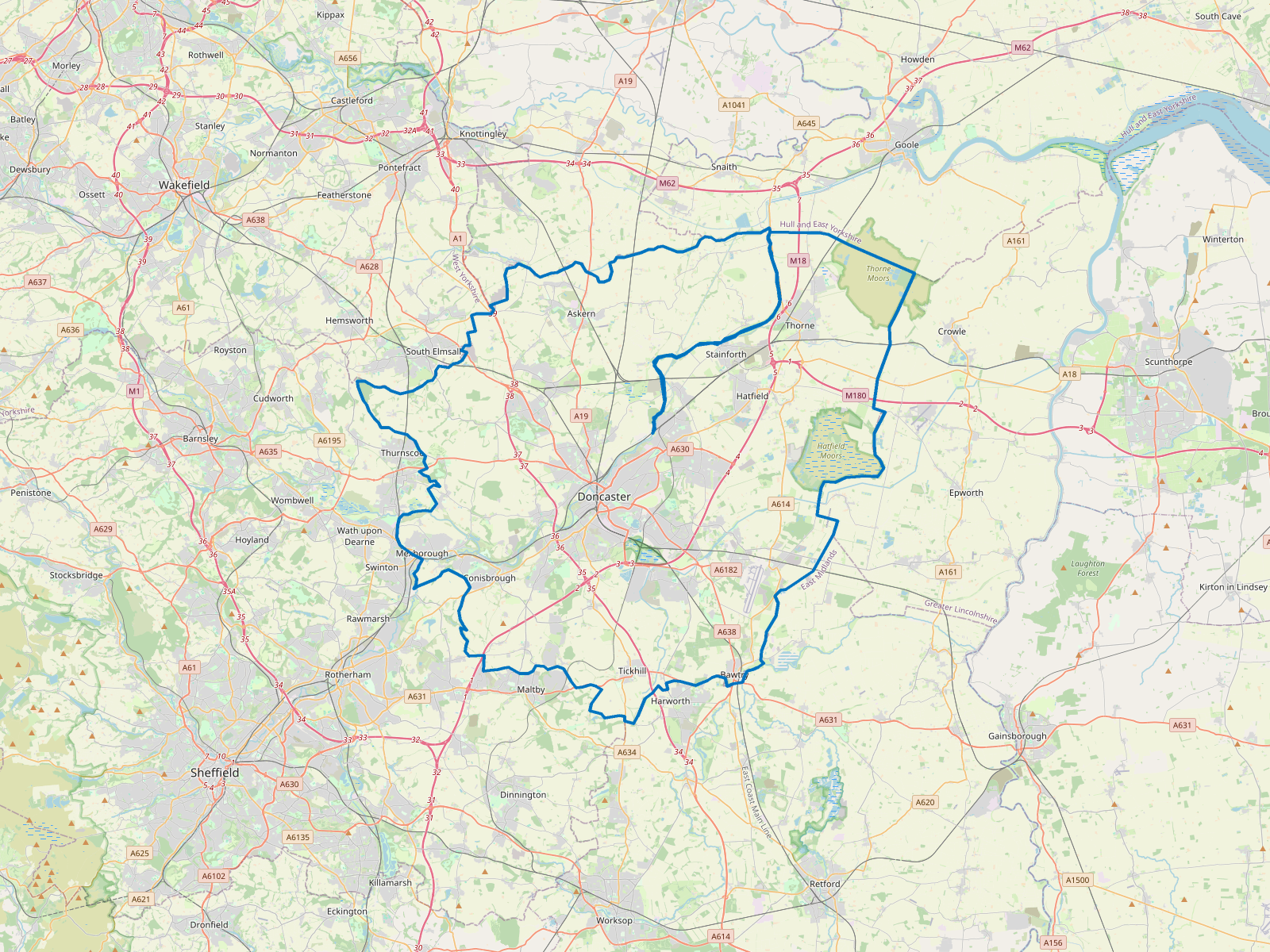 Map of Doncaster