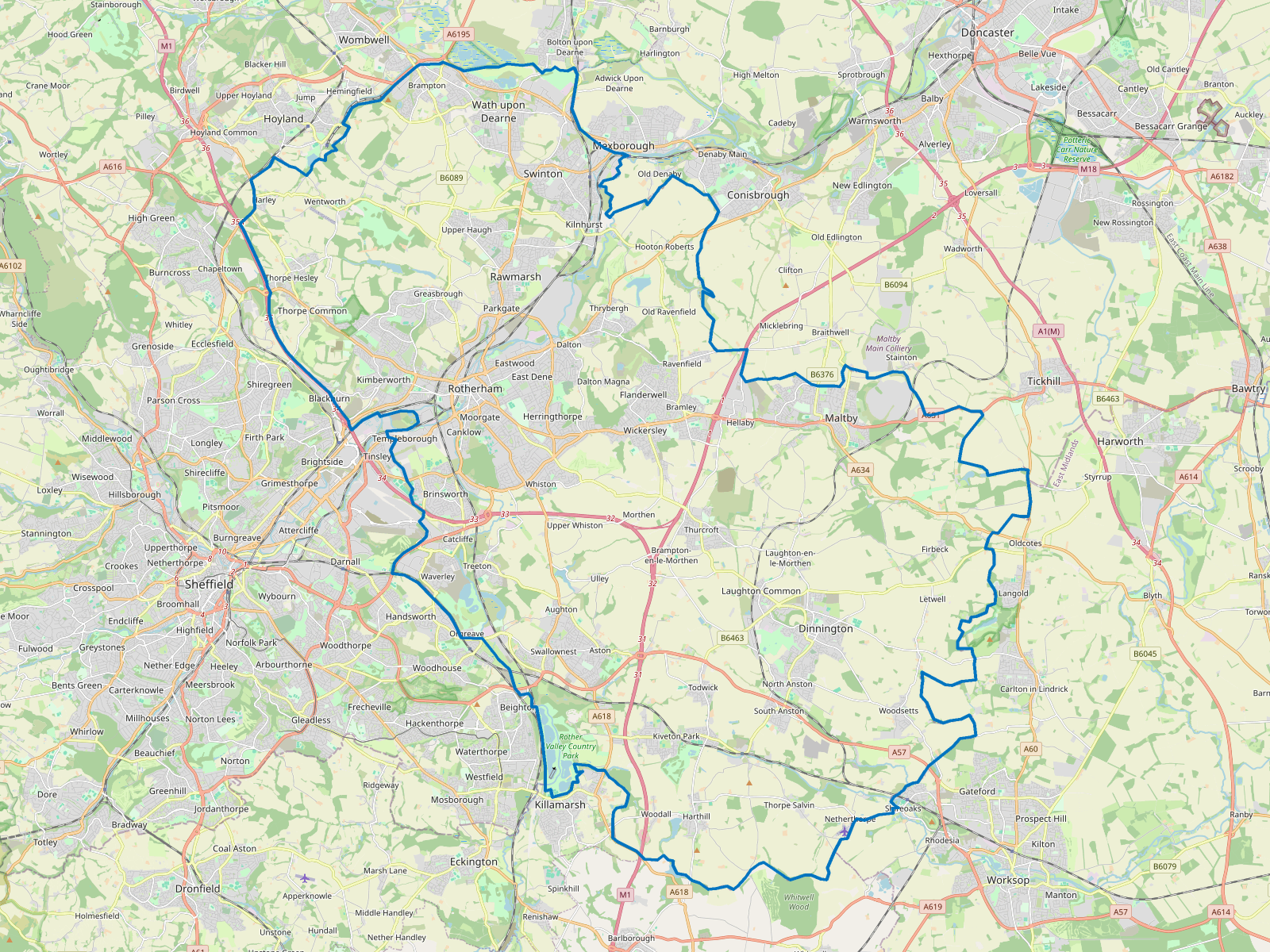 Map of Rotherham