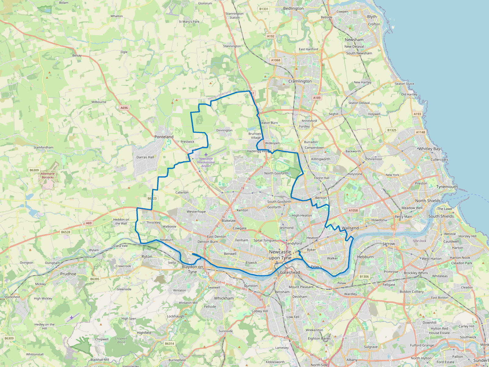 Map of Newcastle upon Tyne