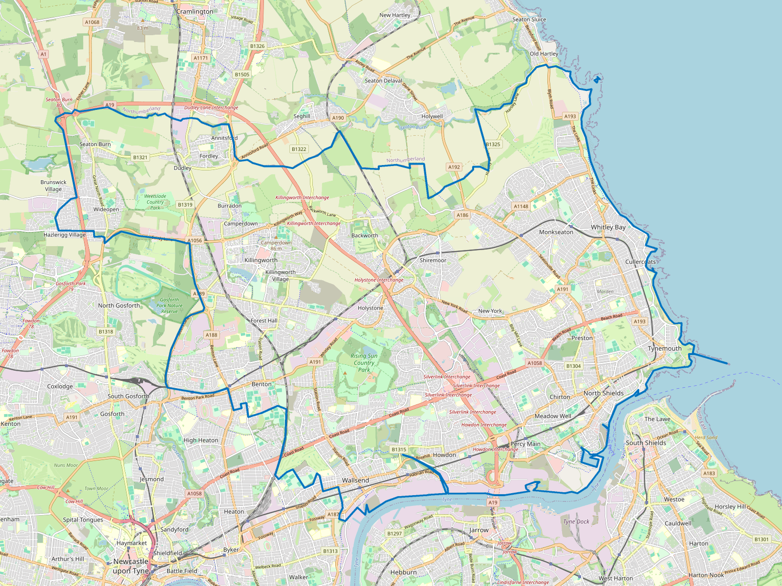 Map of North Tyneside