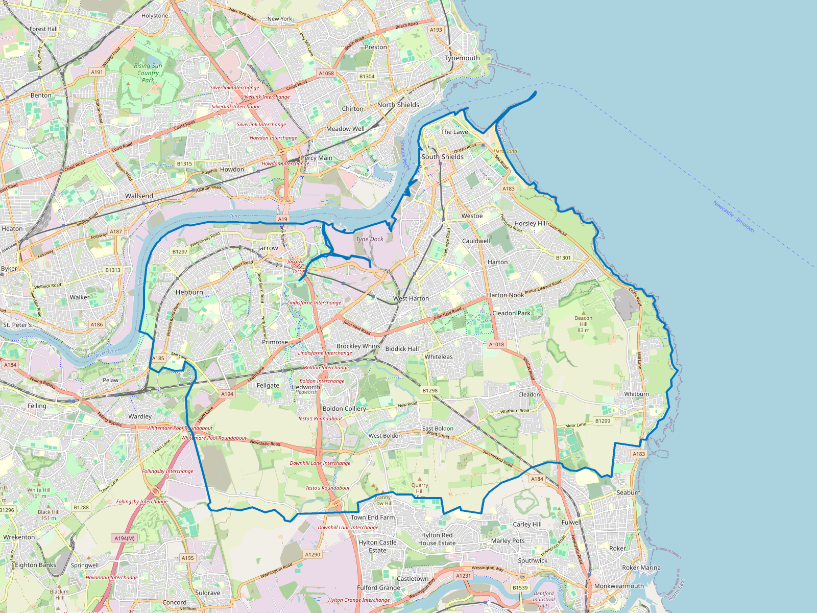 Map of South Tyneside