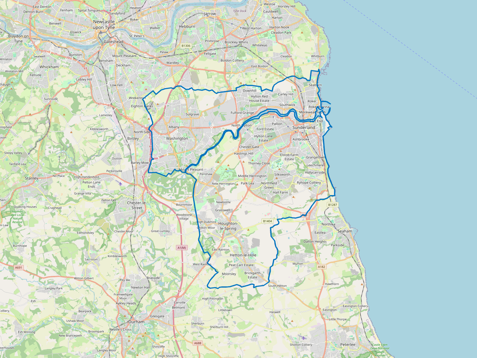 Map of Sunderland