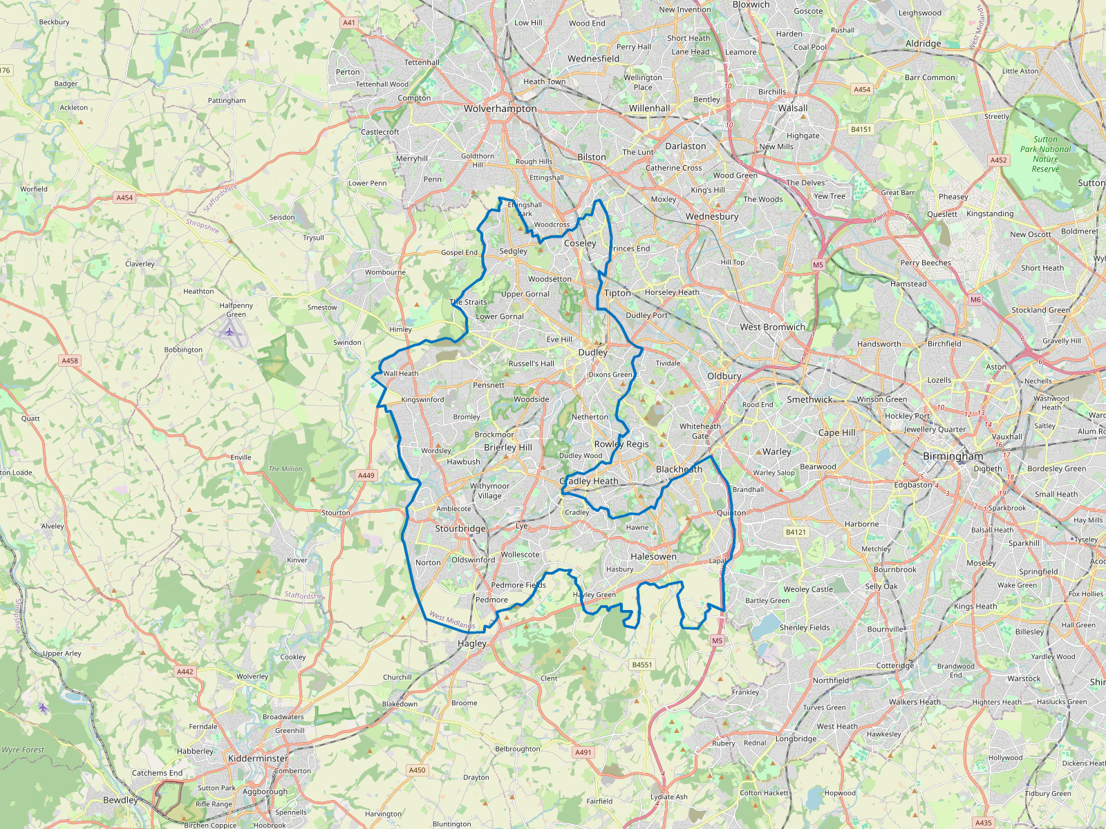Map of Dudley