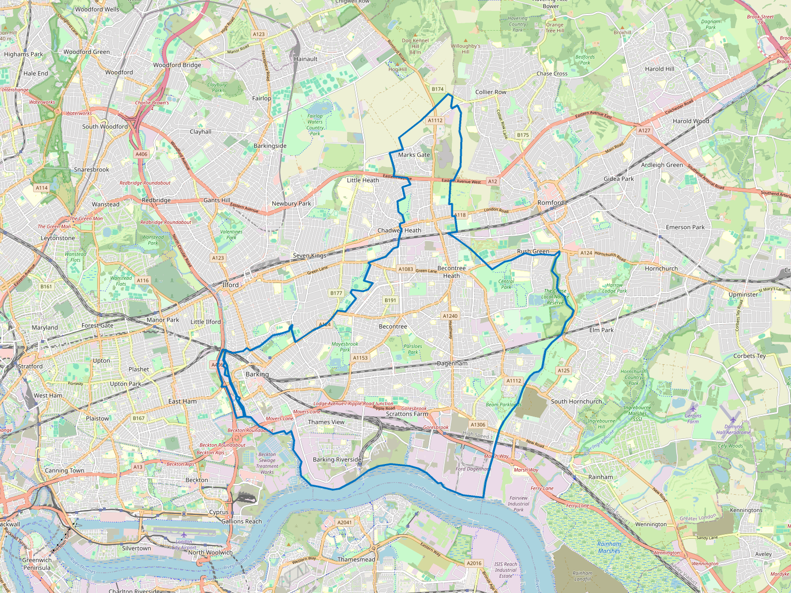 Map of Barking and Dagenham