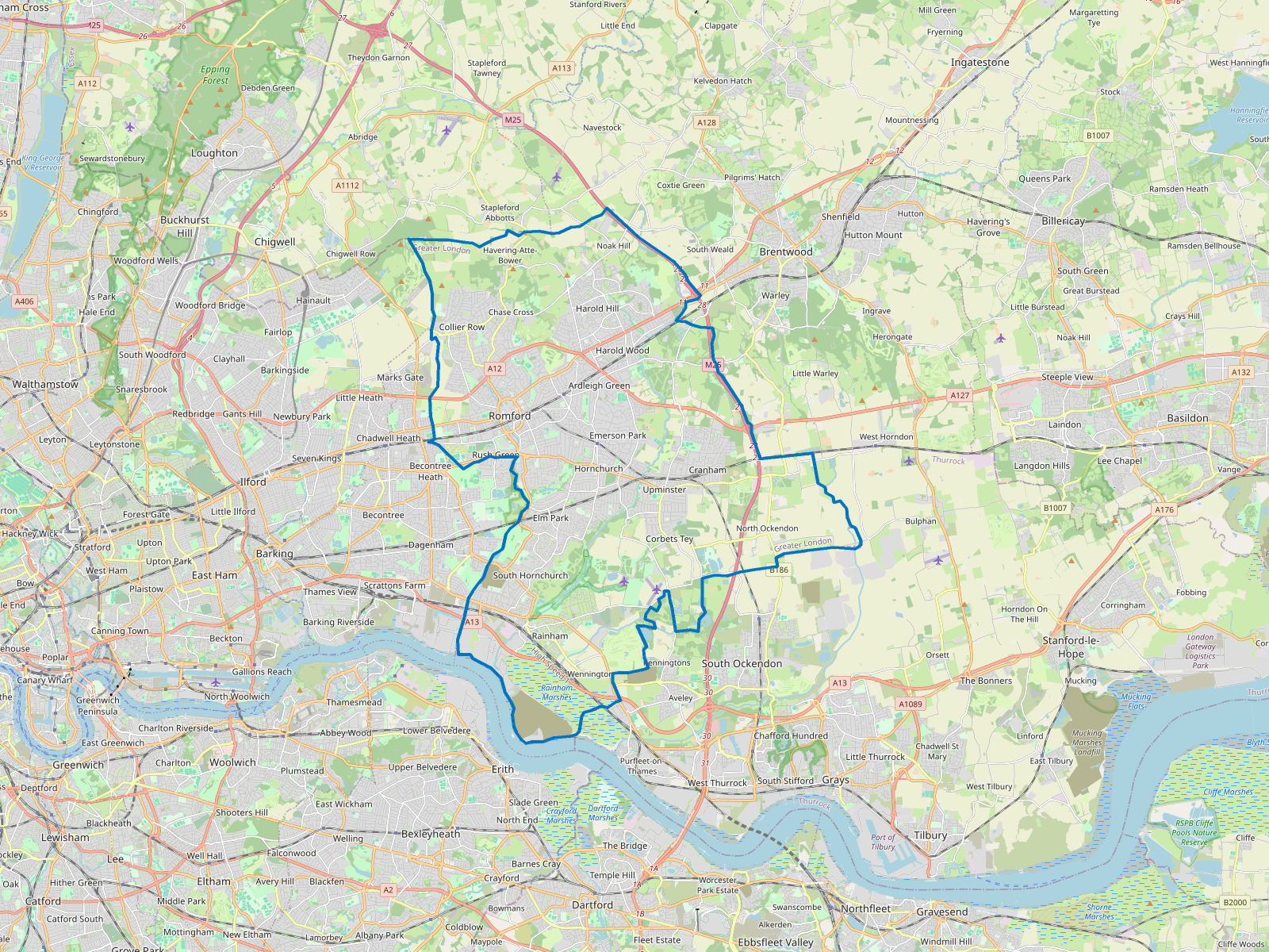 Map of Havering