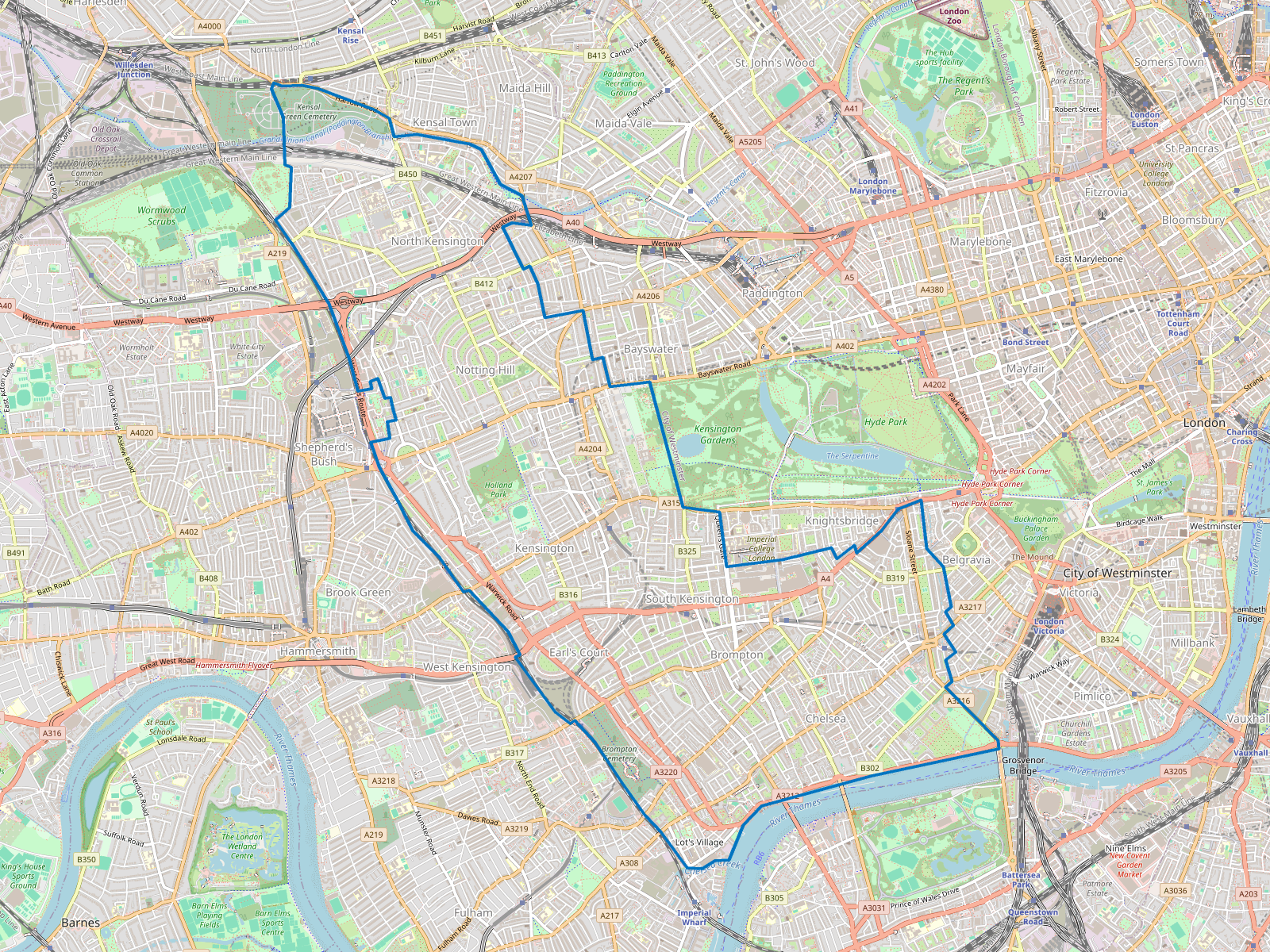 Map of Kensington and Chelsea
