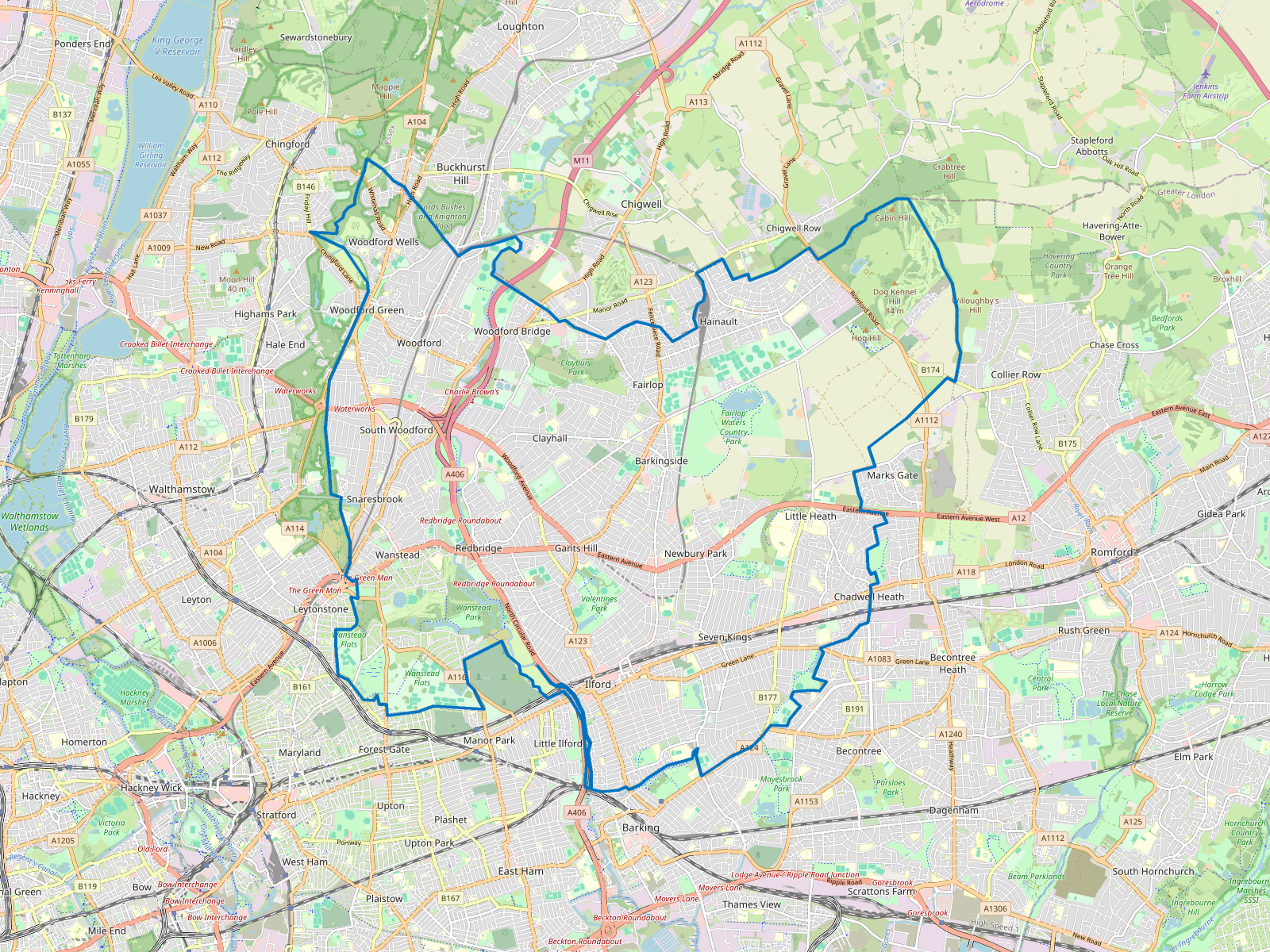 Map of Redbridge