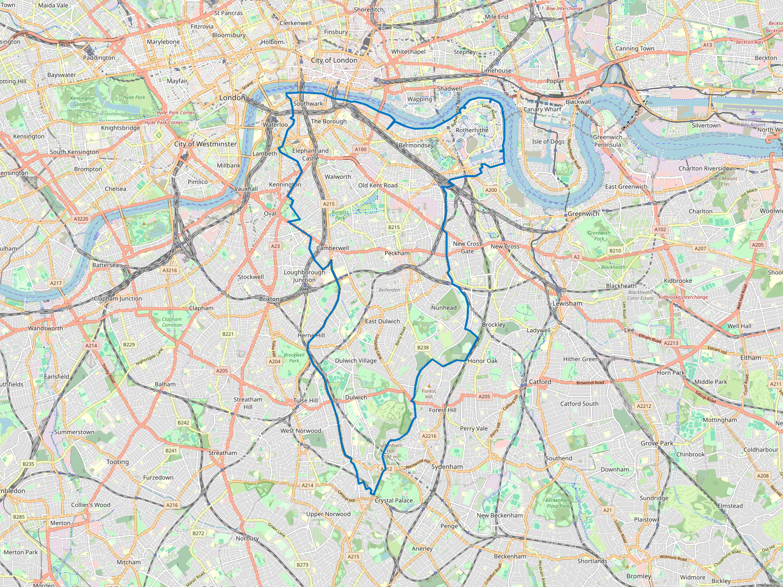 Map of Southwark