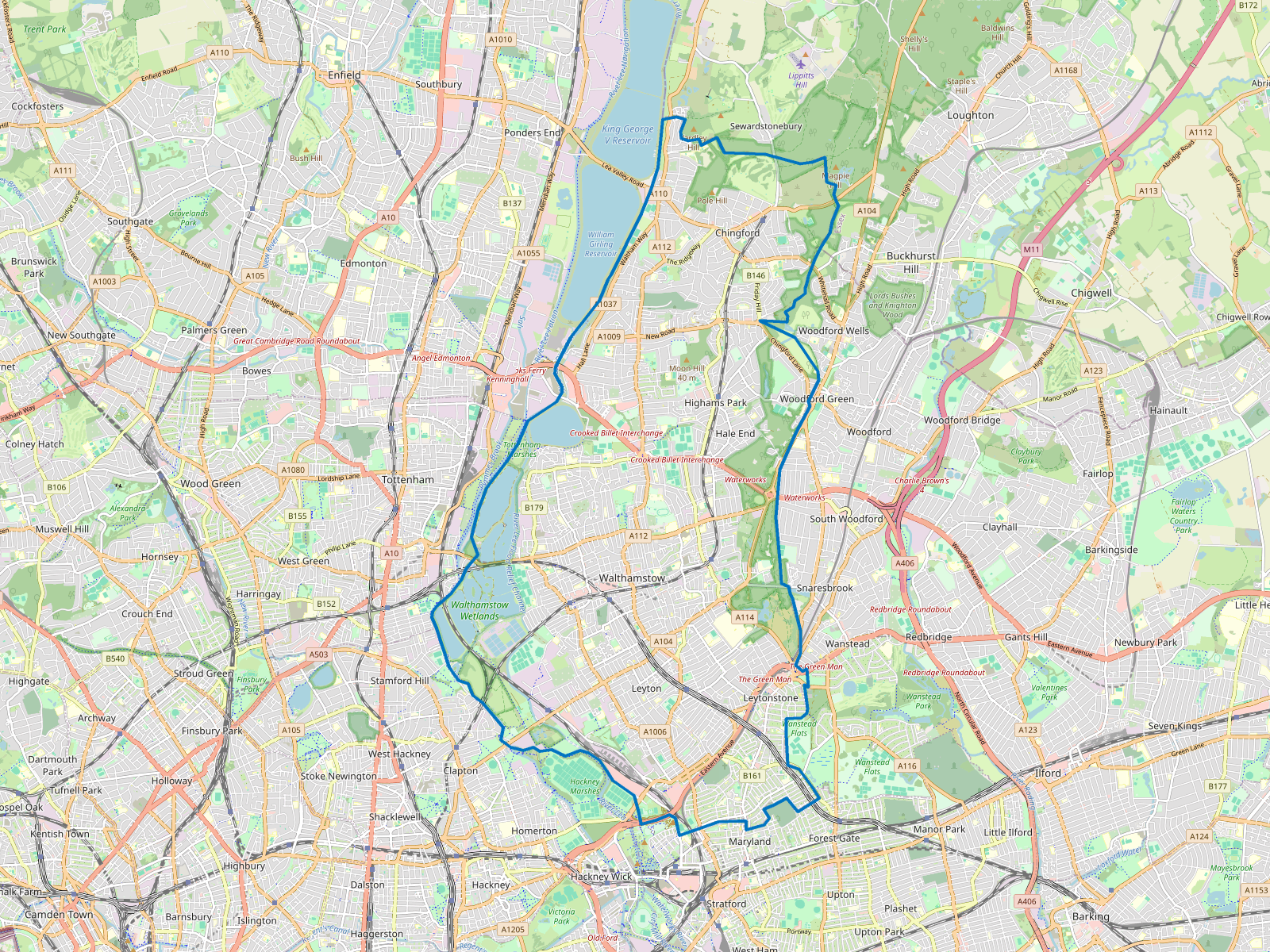 Map of Waltham Forest