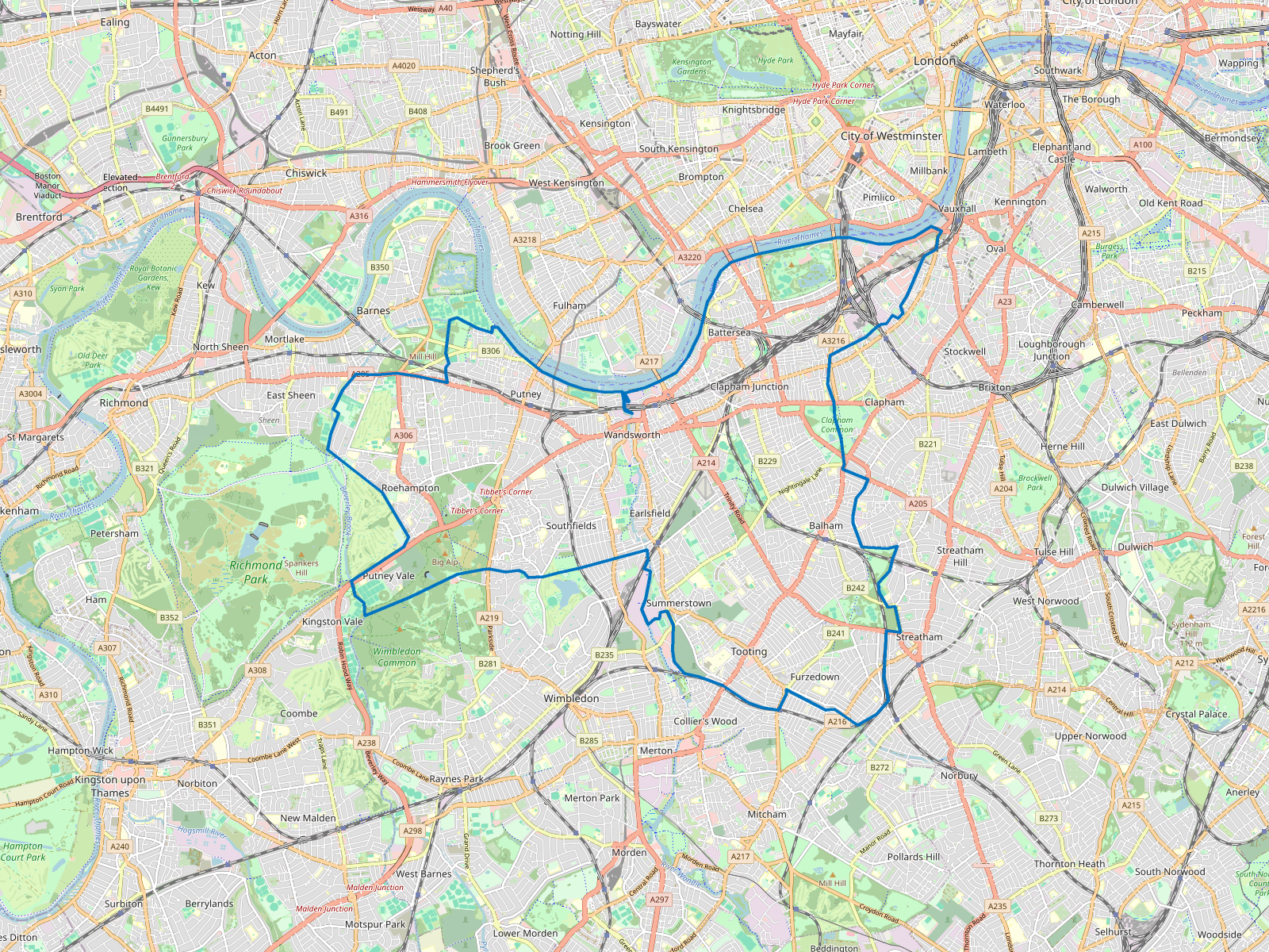 Map of Wandsworth