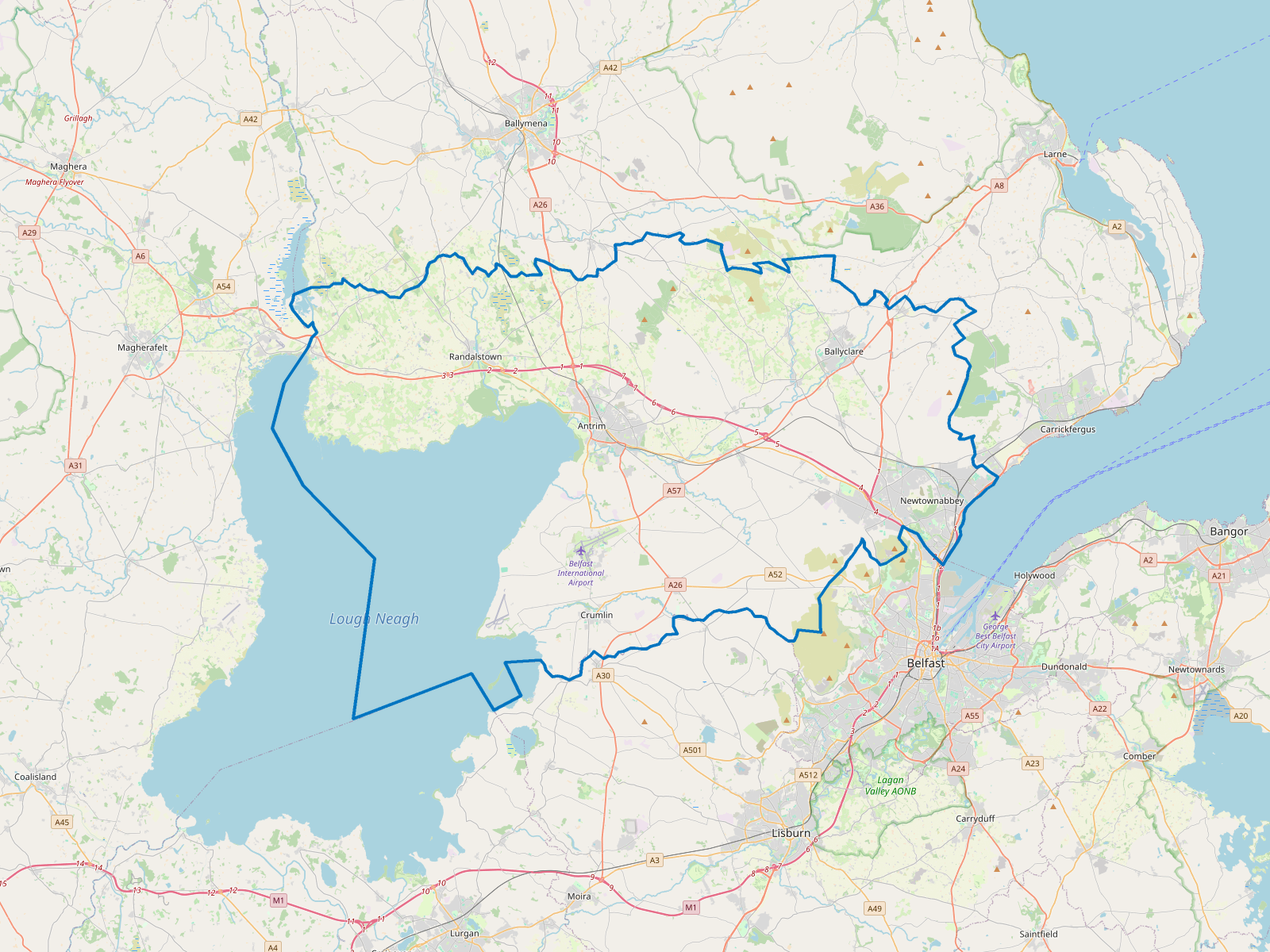 Map of Antrim and Newtownabbey