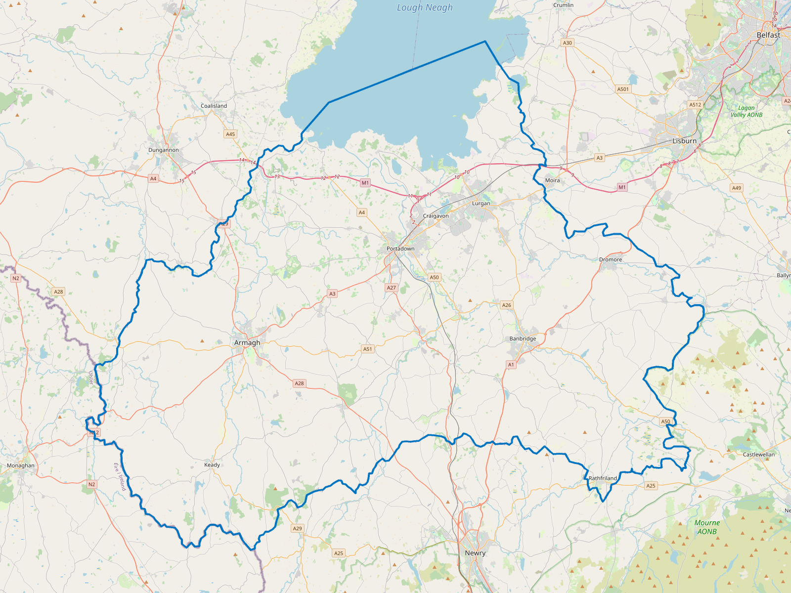 Map of Armagh City, Banbridge and Craigavon