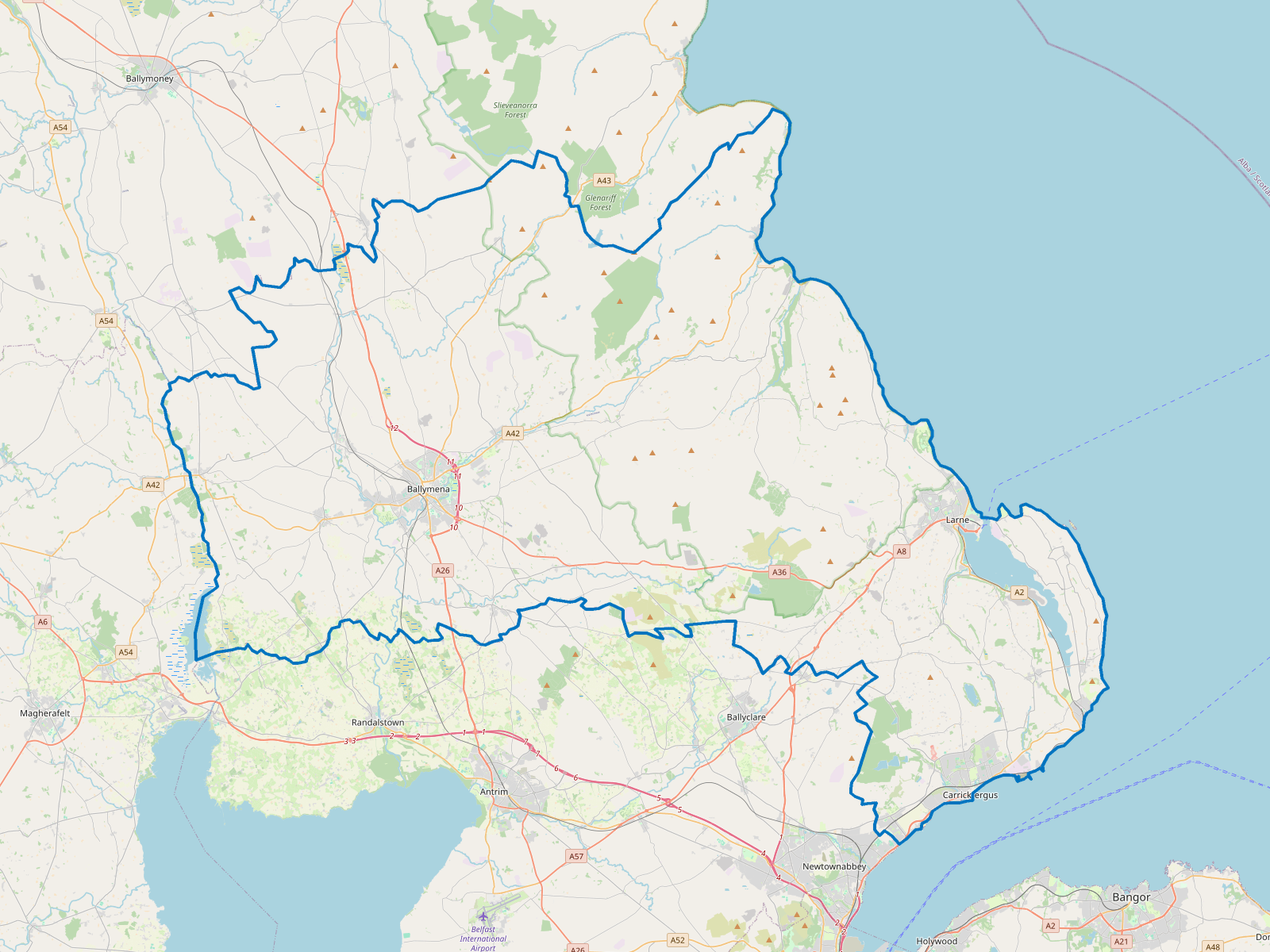 Map of Mid and East Antrim