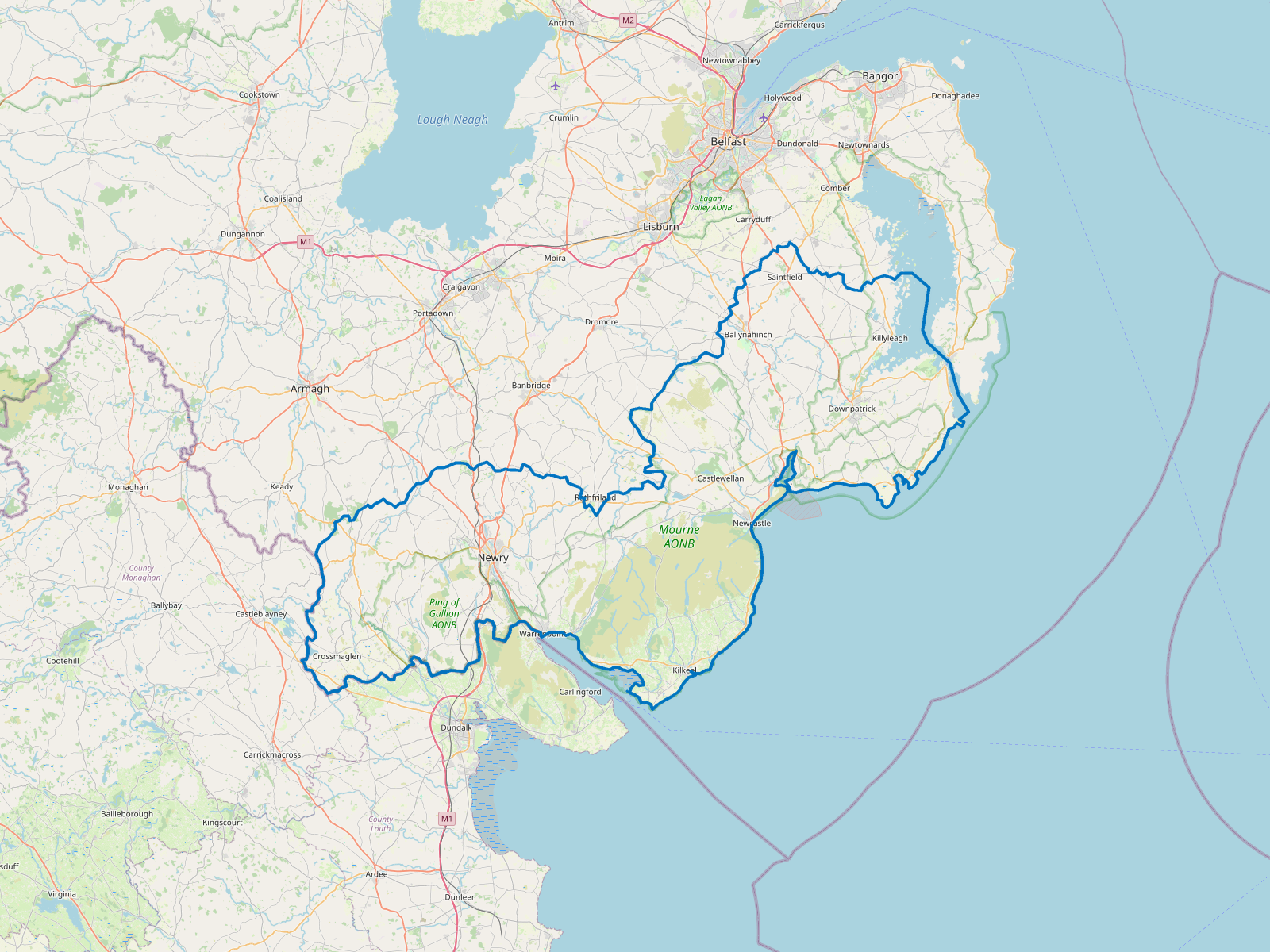 Map of Newry, Mourne and Down