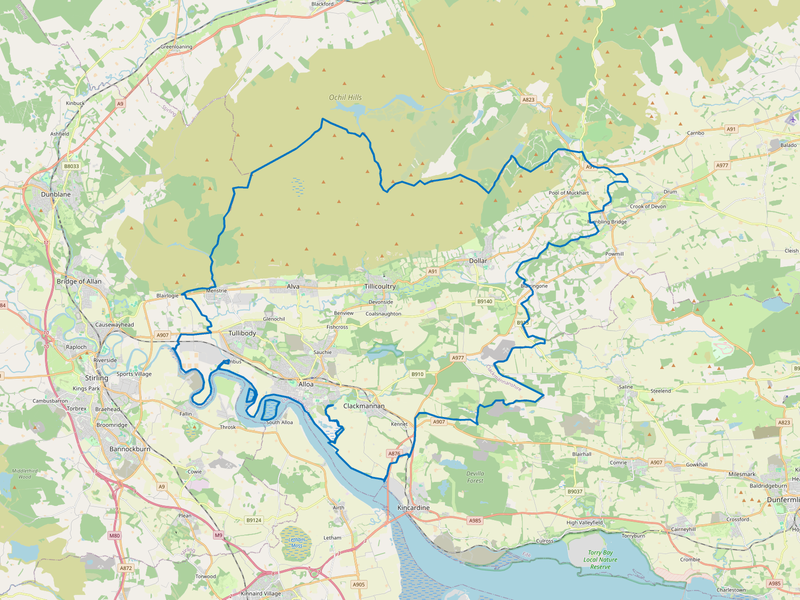 Map of Clackmannanshire