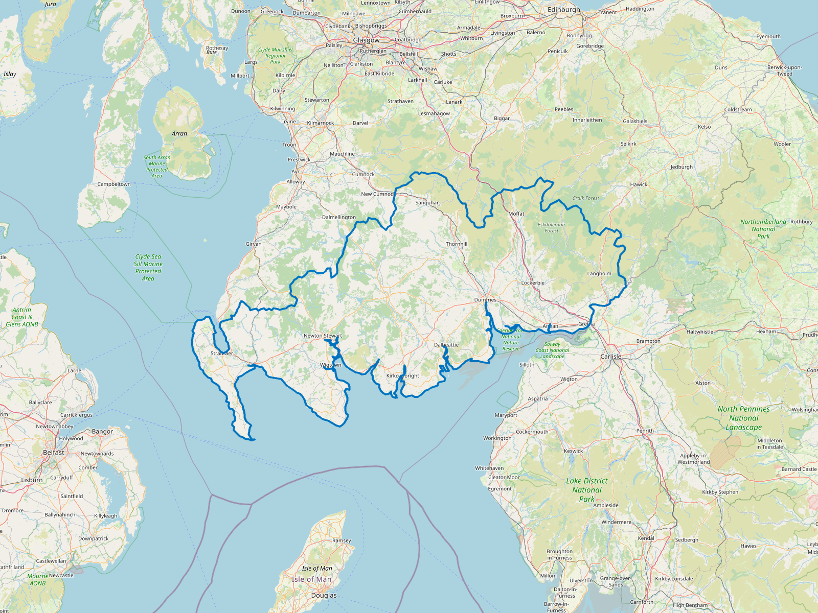 Map of Dumfries and Galloway