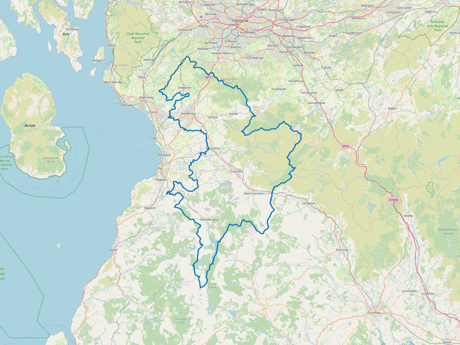 Map of East Ayrshire