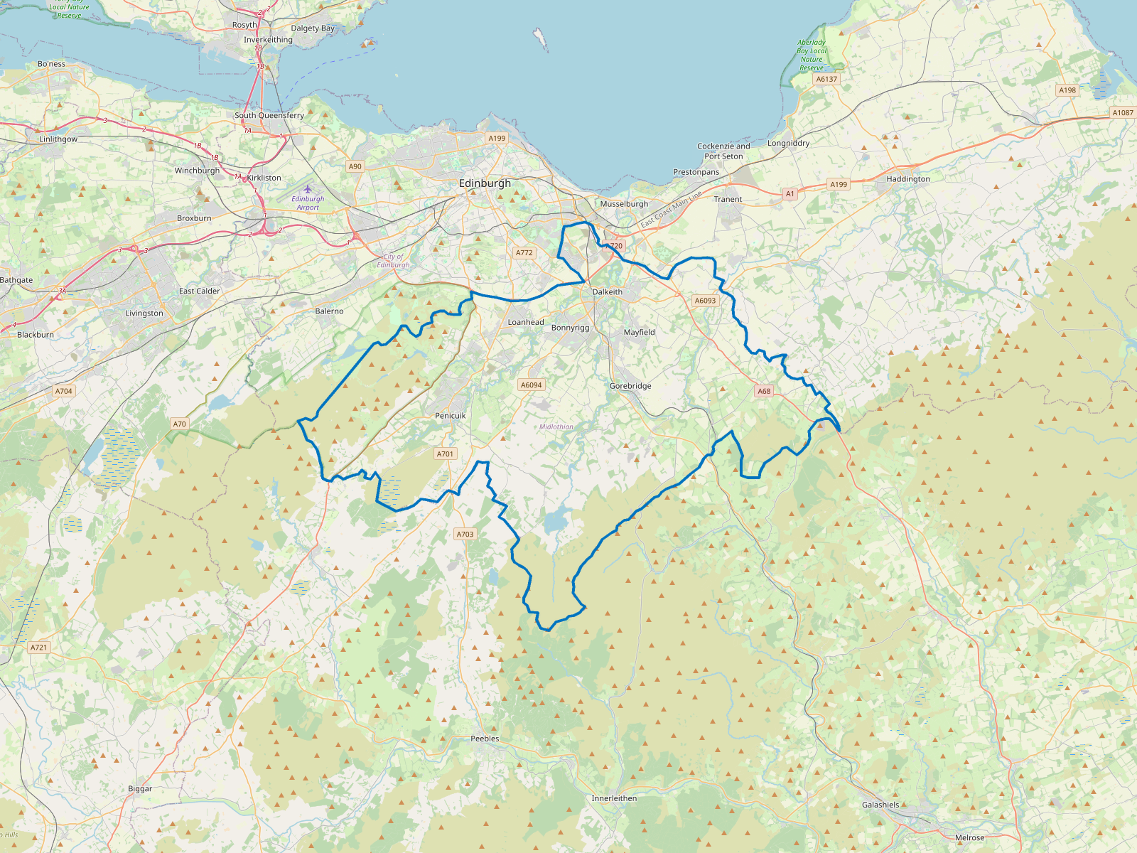 Map of Midlothian