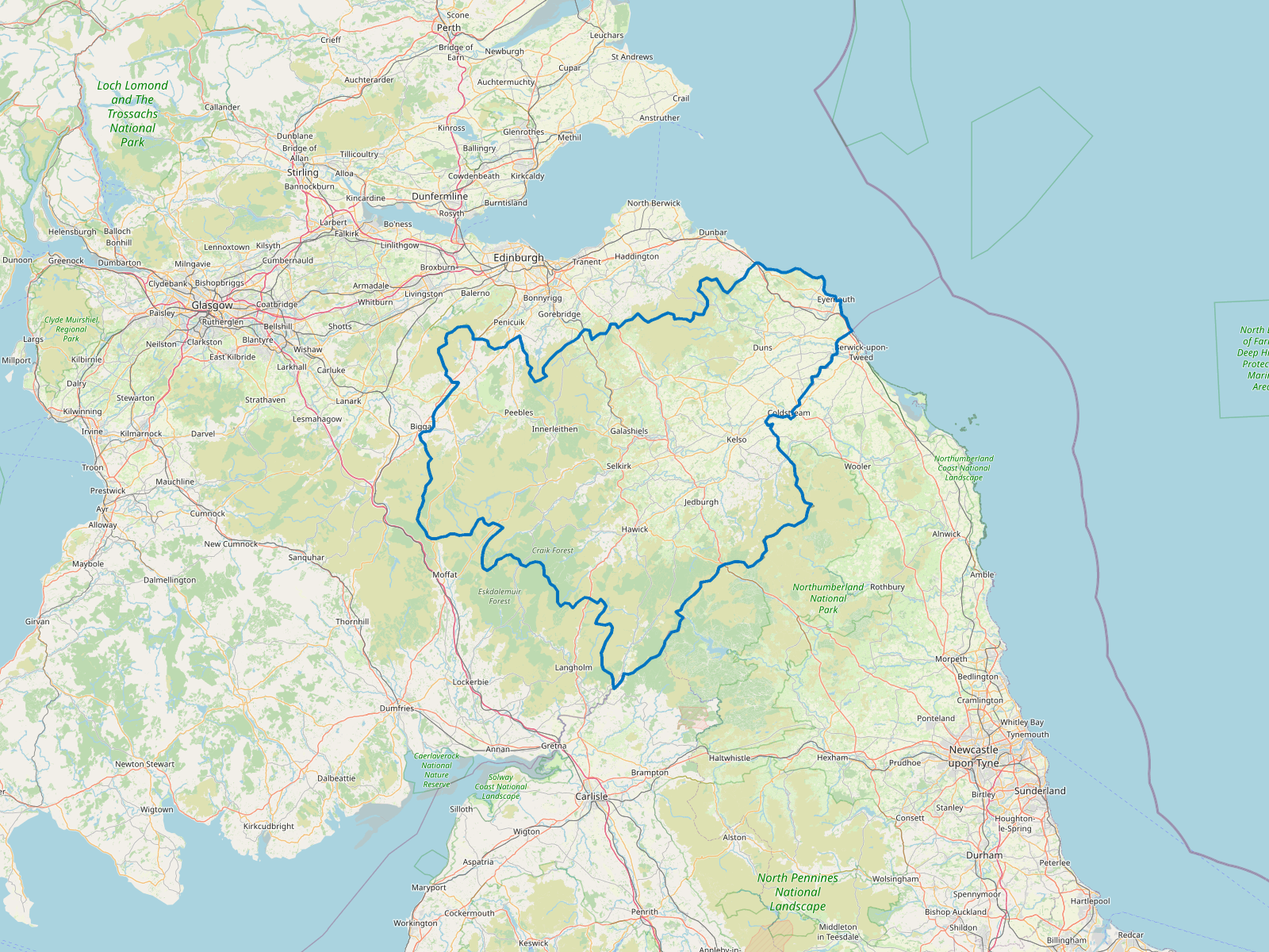 Map of Scottish Borders