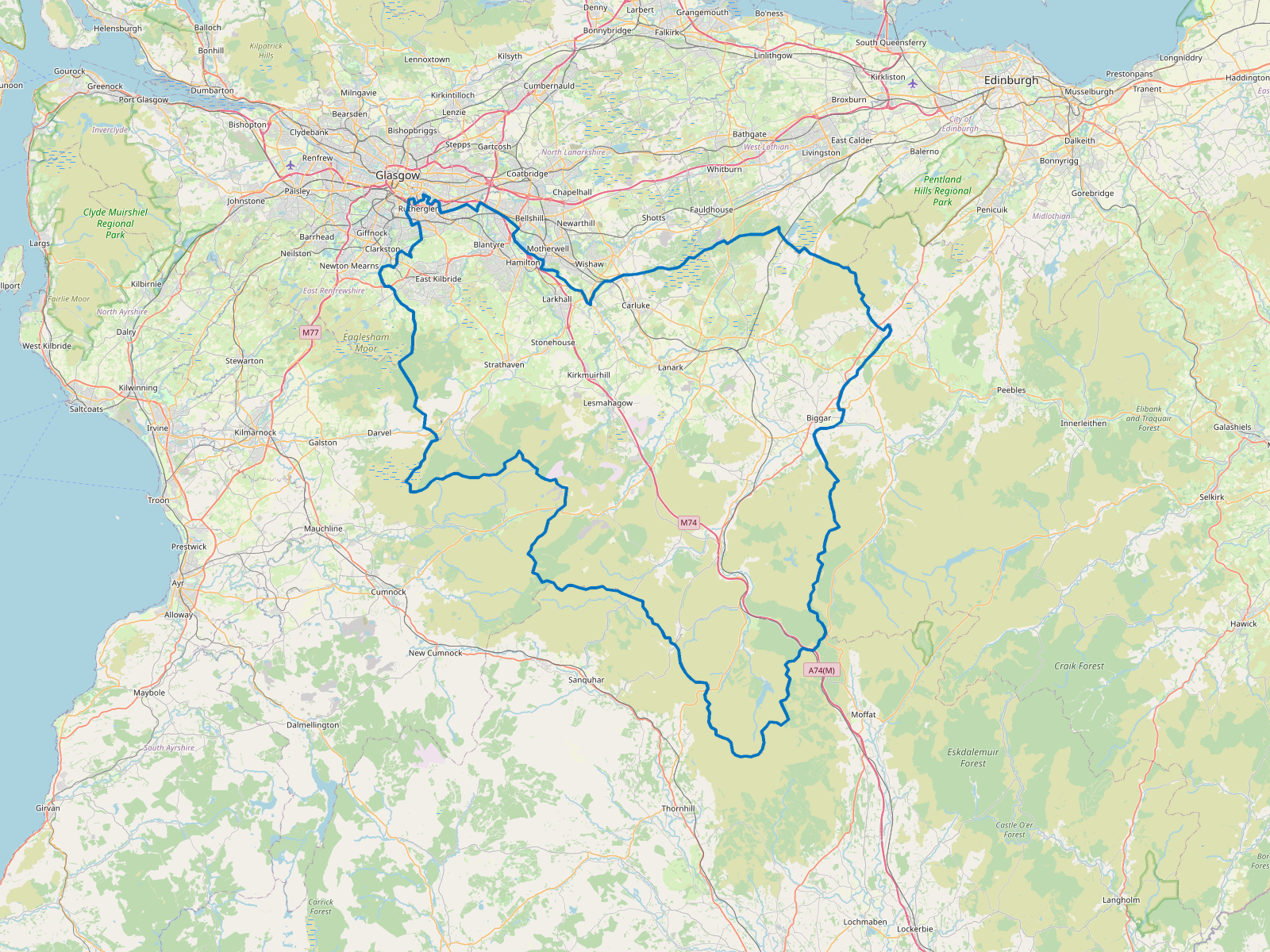 Map of South Lanarkshire