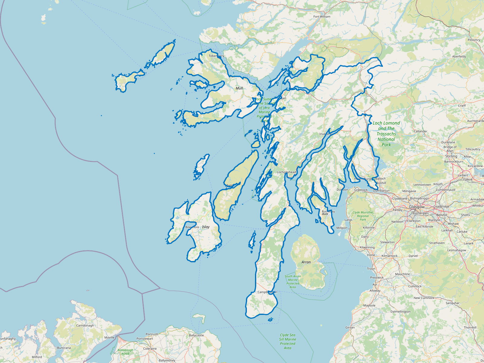 Map of Argyll and Bute