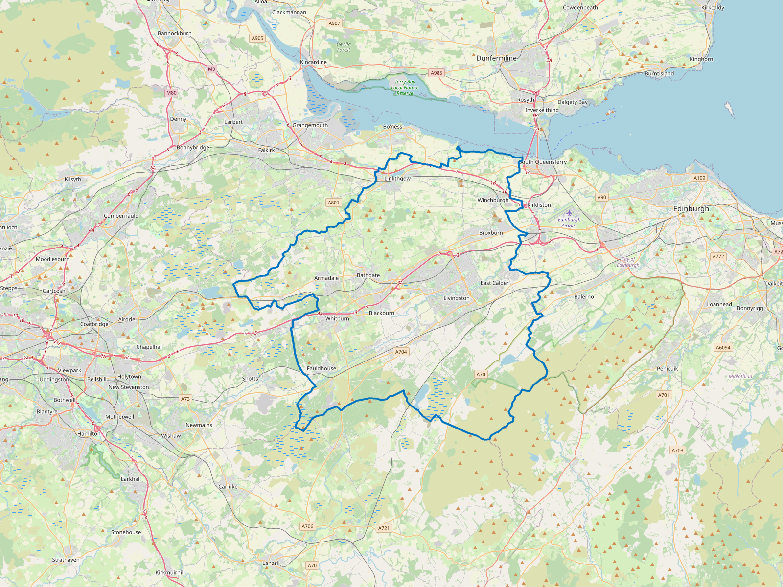 Map of West Lothian