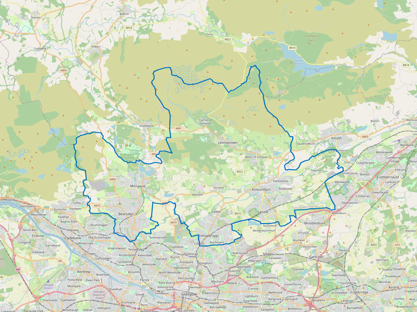 Map of East Dunbartonshire