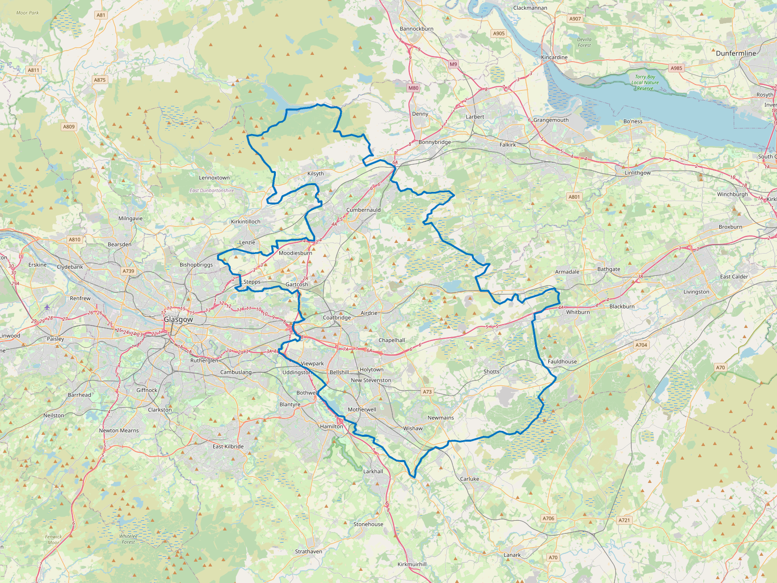 Map of North Lanarkshire