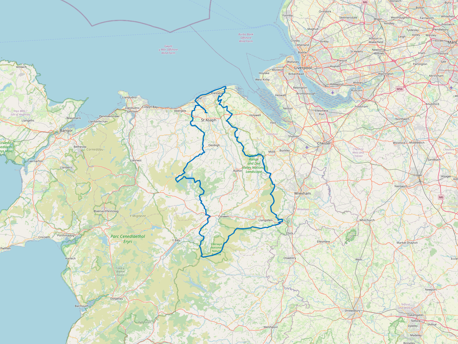 Map of Denbighshire