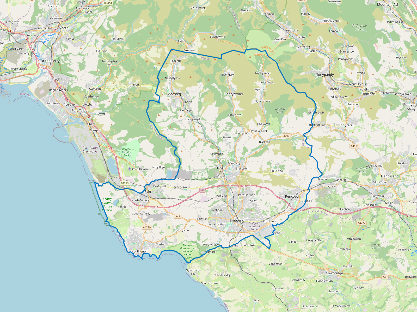 Map of Bridgend