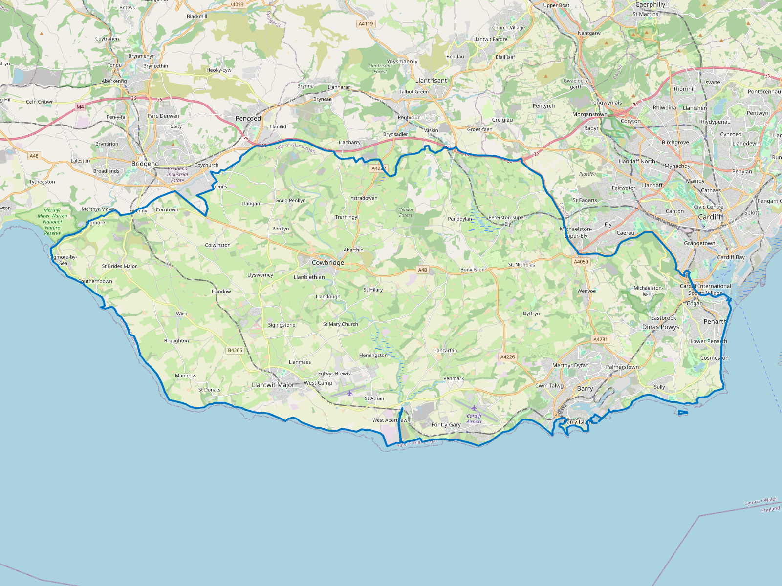 Map of Vale of Glamorgan