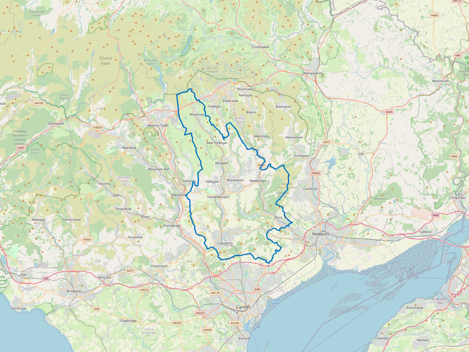 Map of Caerphilly