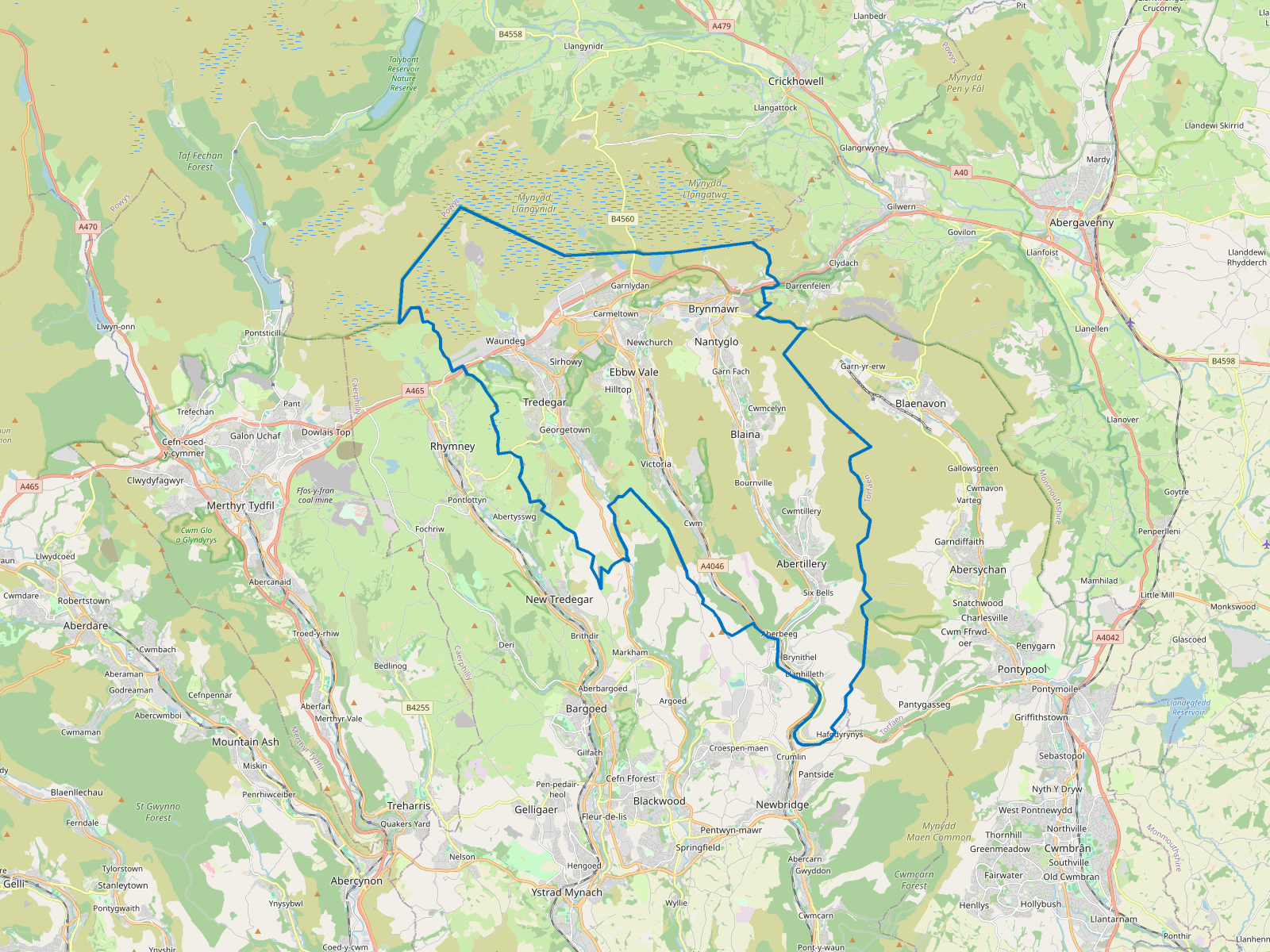 Map of Blaenau Gwent
