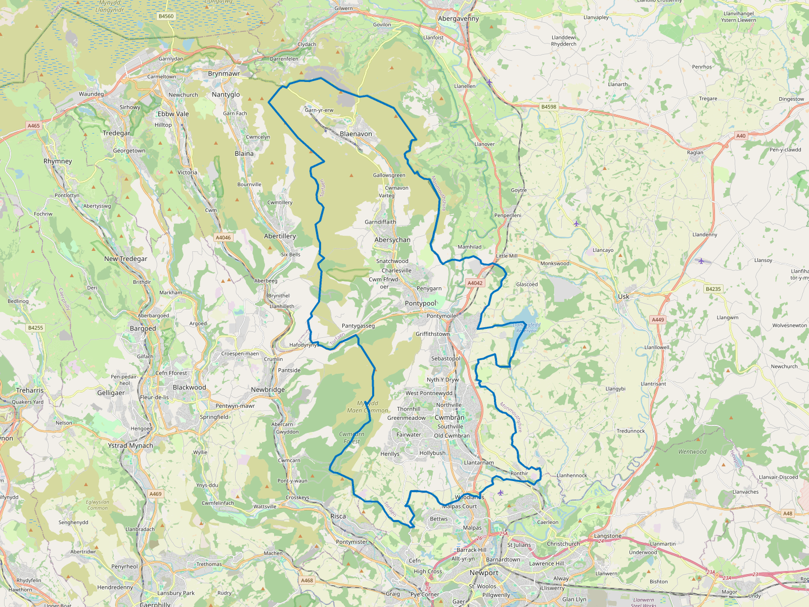Map of Torfaen