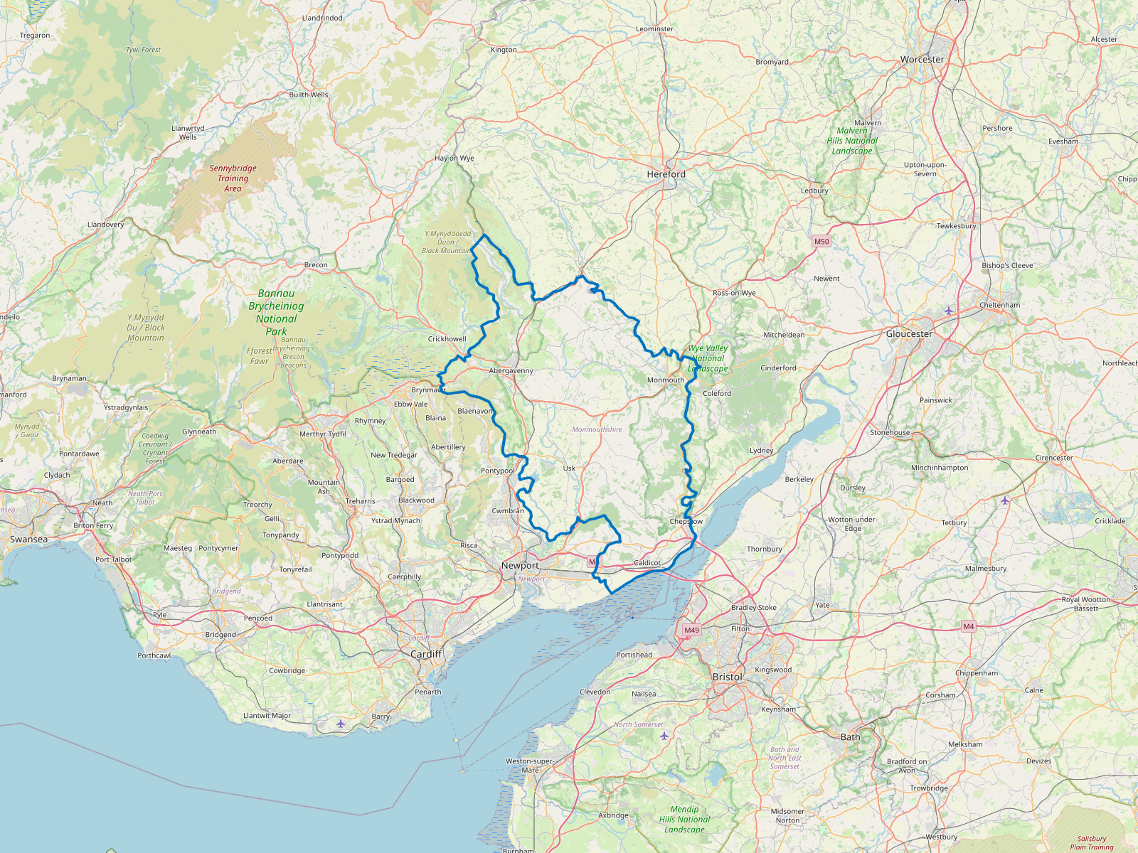 Map of Monmouthshire